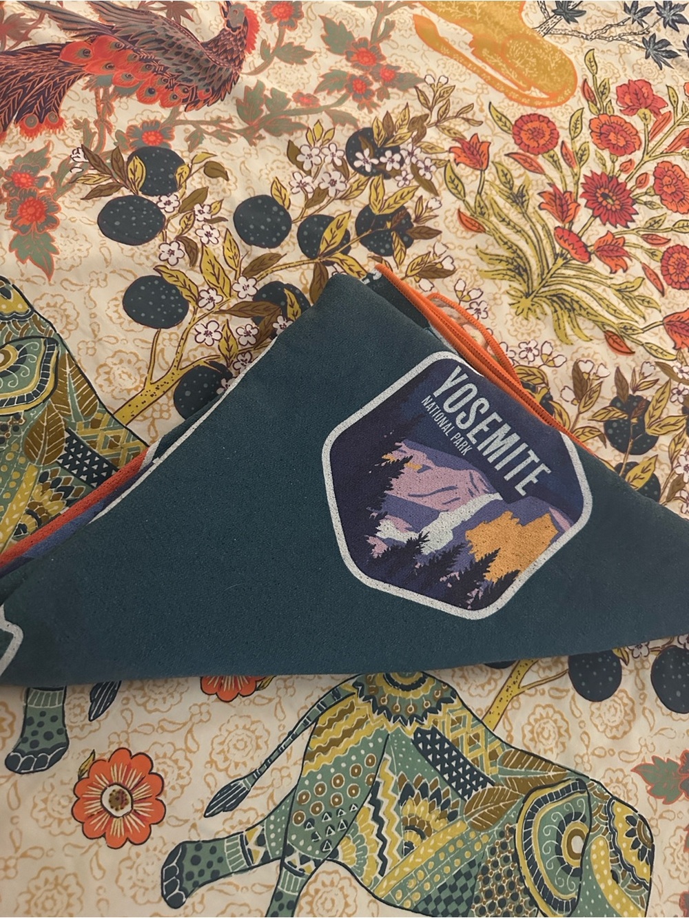 National Parks Pattern Throw Towel - Teal & Orange - Picture 4 of 6